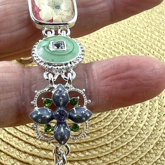 Napier Flower Designs Bracelet Silver Tone Toggle Feminine Cottagecore - Picture 5 of 10